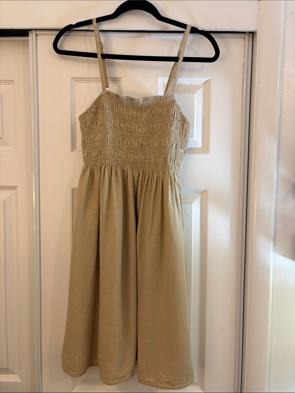 Universal Thread Beige Smocked Mini Sundress With Pockets